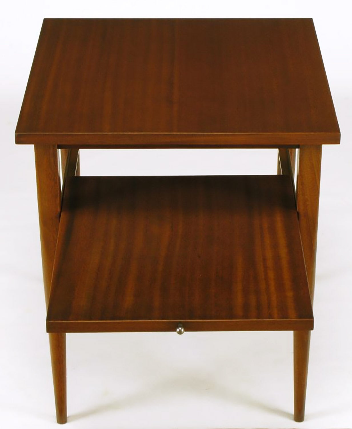 Paul McCobb Ribbon Mahogany End Table with Extensible Shelf In Excellent Condition In Chicago, IL