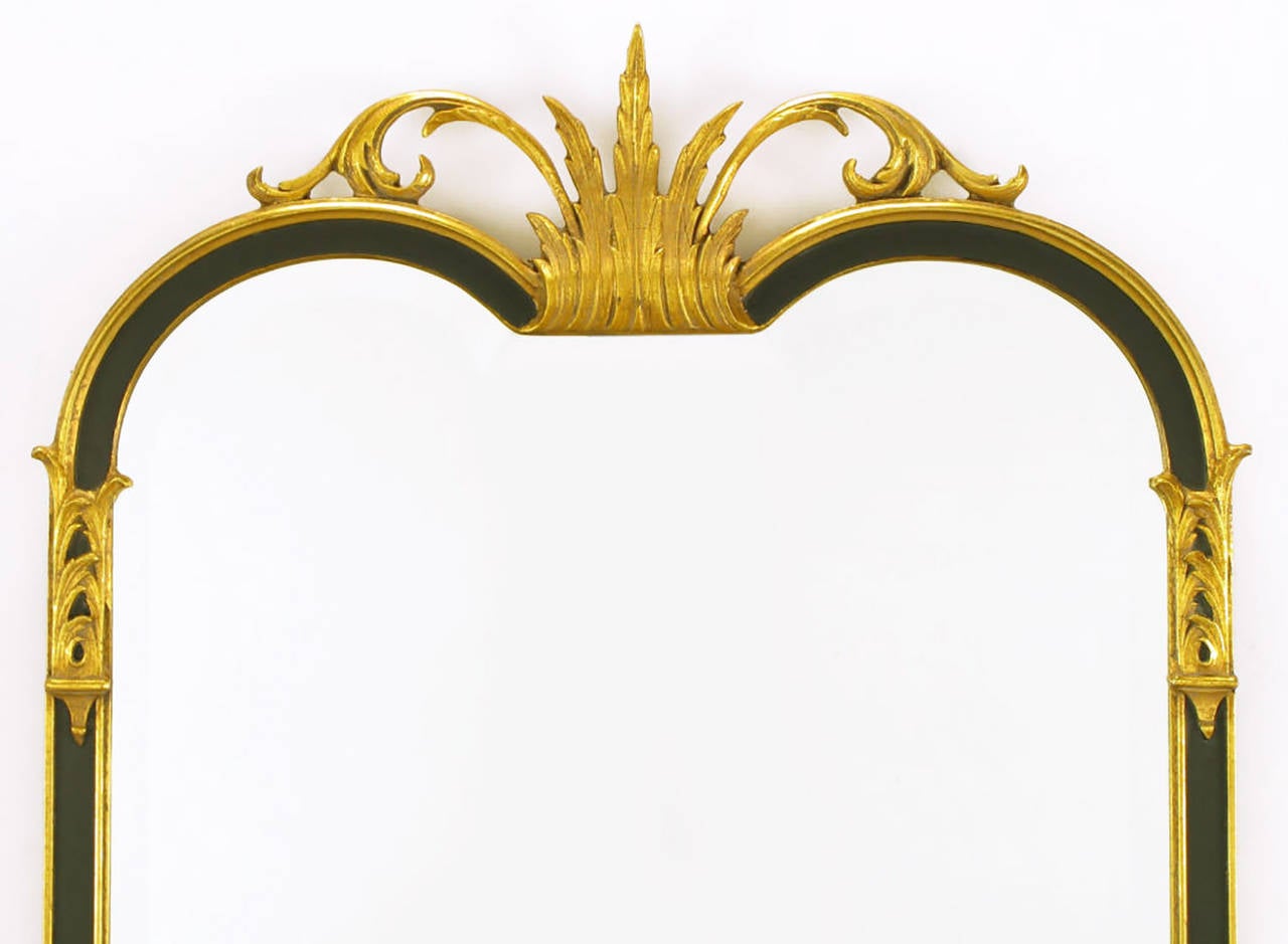 Espejo de Pared Renacimiento Imperio Dorado y Lacado Negro Italiano en venta