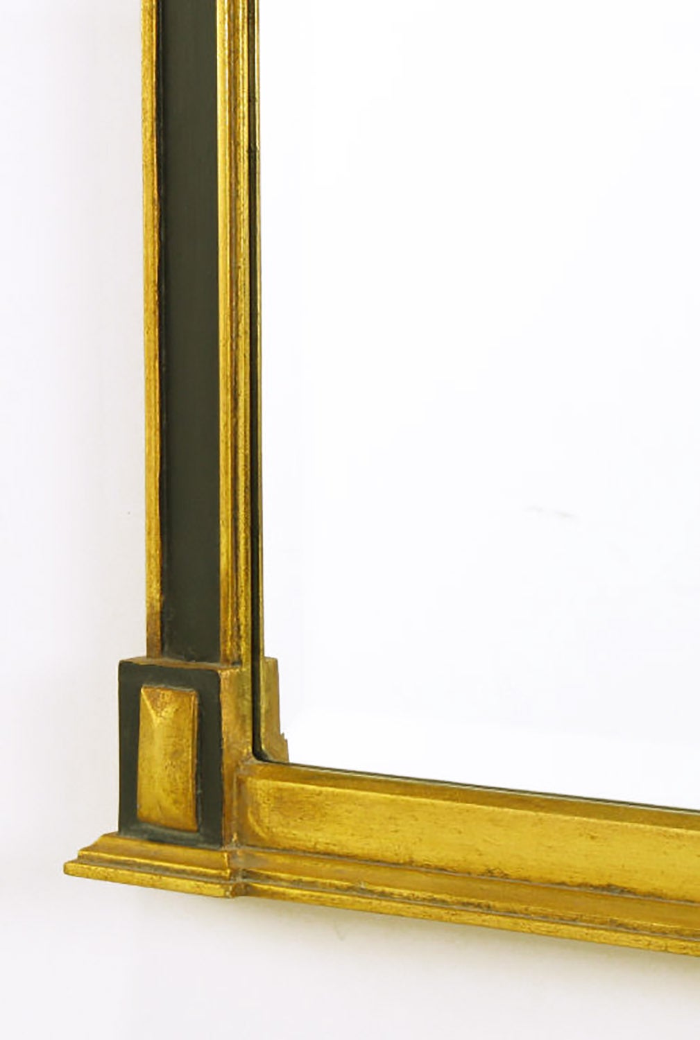 Empire Revival Parcel-Gilt and Black Lacquer Wall Mirror In Excellent Condition For Sale In Chicago, IL