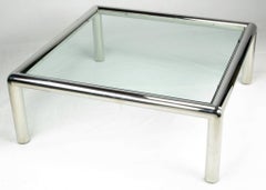 John Mascheroni "Tubo" Polished Aluminum & Glass Coffee Table