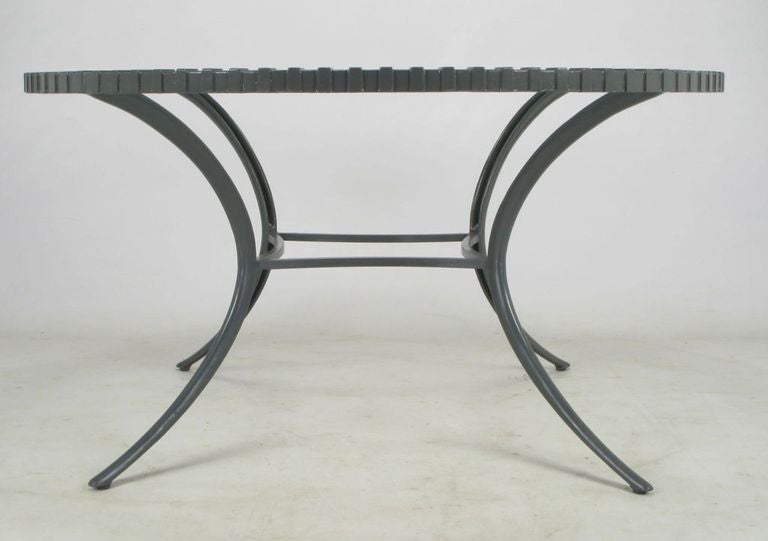 Mid-Century Modern Thinline Cast Aluminum Round Klismos Leg Dining Table