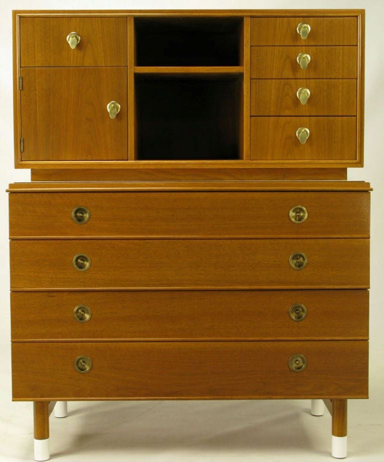 Mid-Century Modern Renzo Rutili Mahogany and White Micarta Chest-on-Chest For Sale