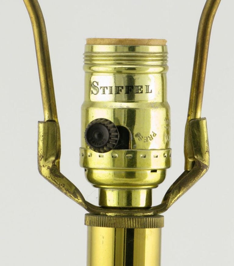 Pair Stiffel Fluted & Studded Brass Urn Table Lamps 1