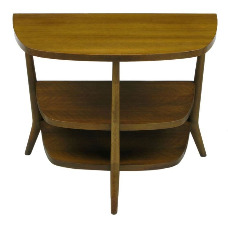 Italian Bertha Schaefer Walnut Demilune Side Table