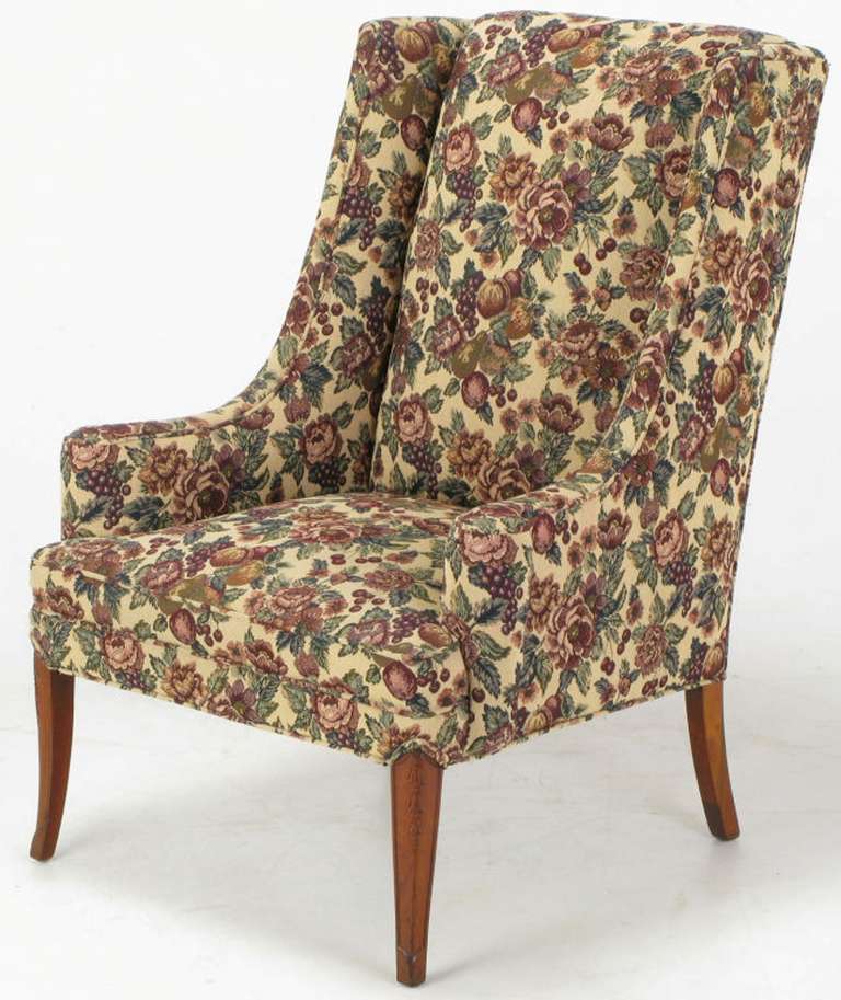 Mid-20th Century Pair Low-Arm Wing Chairs In Grosfeld House Manner