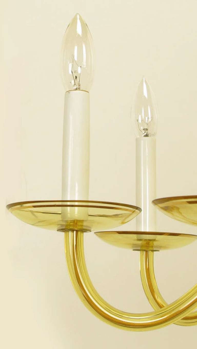 1940s Twelve-Arm Murano Deep Champagne Glass Chandelier 2