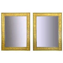 Antique Pair Large 1920s Egyptian Decoration Gilt Frame Mirrors