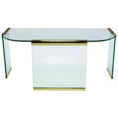 DIA Postmodern Glass & Brass Writing Table