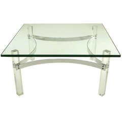 Chrome & Lucite Canted Leg Coffee Table After Charles Hollis Jones. 11