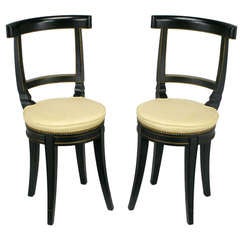 Pair 1940s Regency Saber Leg Chairs By Baker