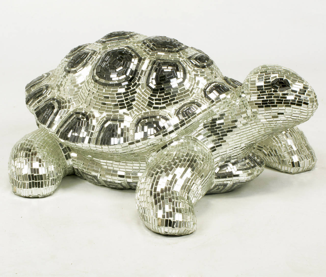 Lifesize Tortoise Sculpture Clad in Tessellated Mirror 1