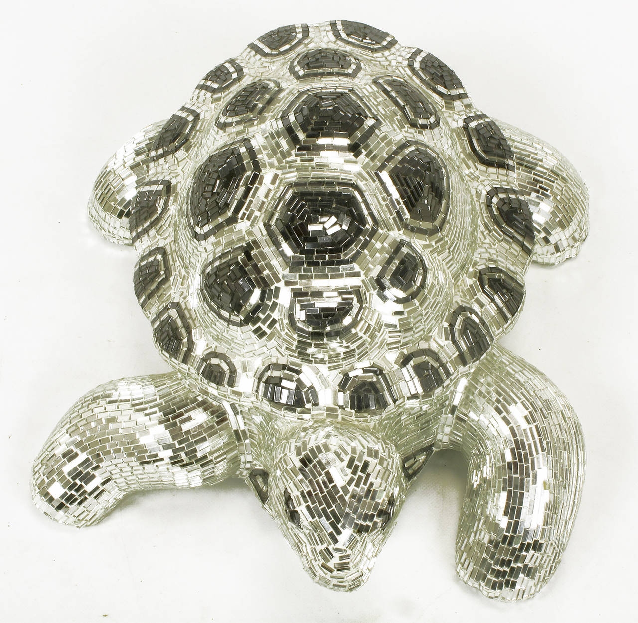 Lifesize Tortoise Sculpture Clad in Tessellated Mirror 4