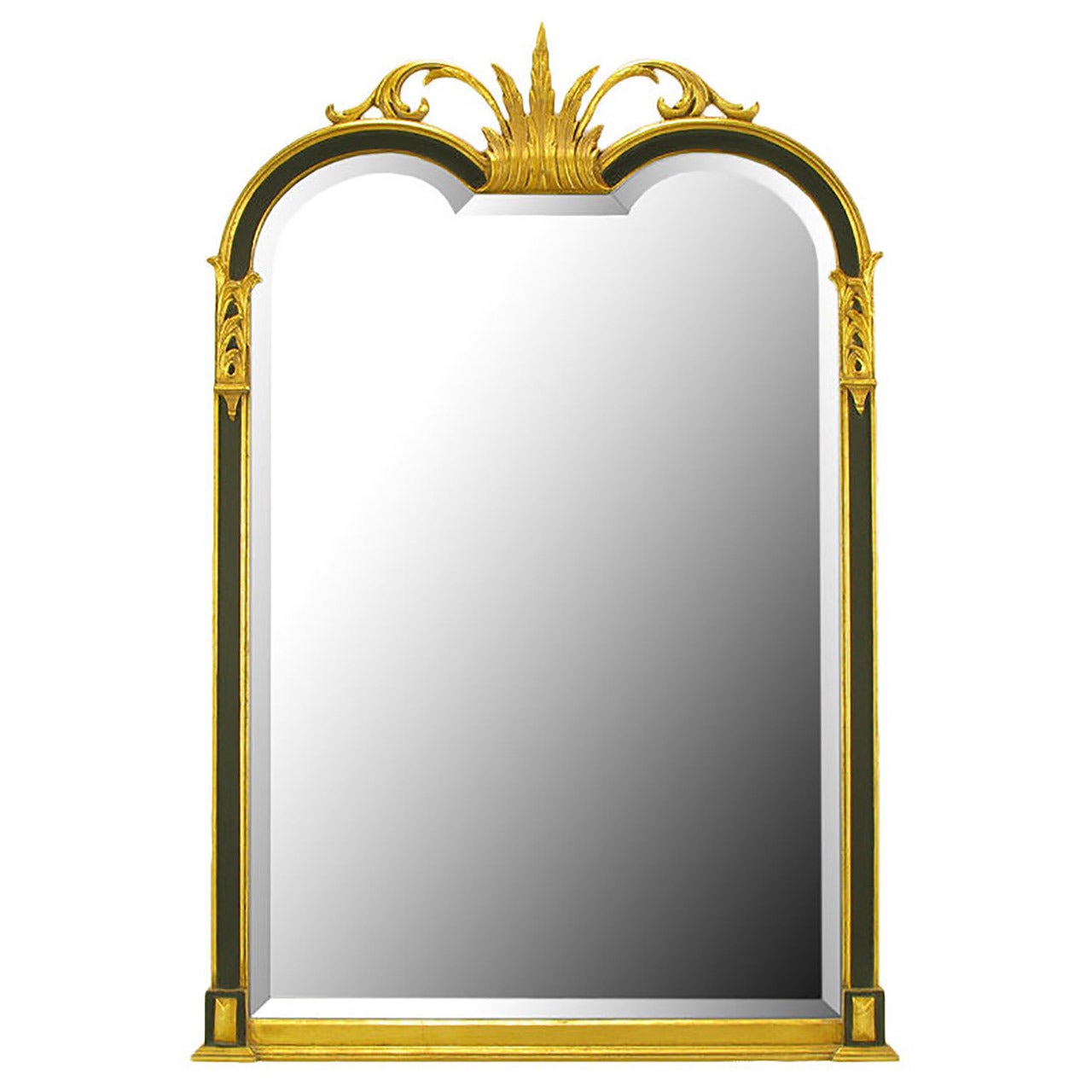 Empire Revival Parcel-Gilt and Black Lacquer Wall Mirror