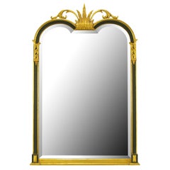 Retro Empire Revival Parcel-Gilt and Black Lacquer Wall Mirror