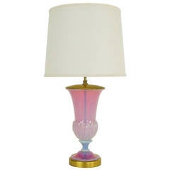 Urn-Form Murano Opalescent Pink and Blue Glass Table Lamp