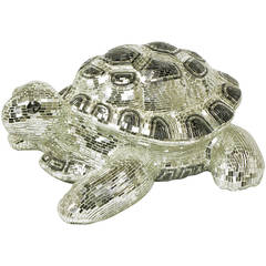 Lifesize Tortoise Sculpture Clad in Tessellated Mirror