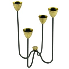 Swedish Modern Wrought Iron And Brass Candelabra 12