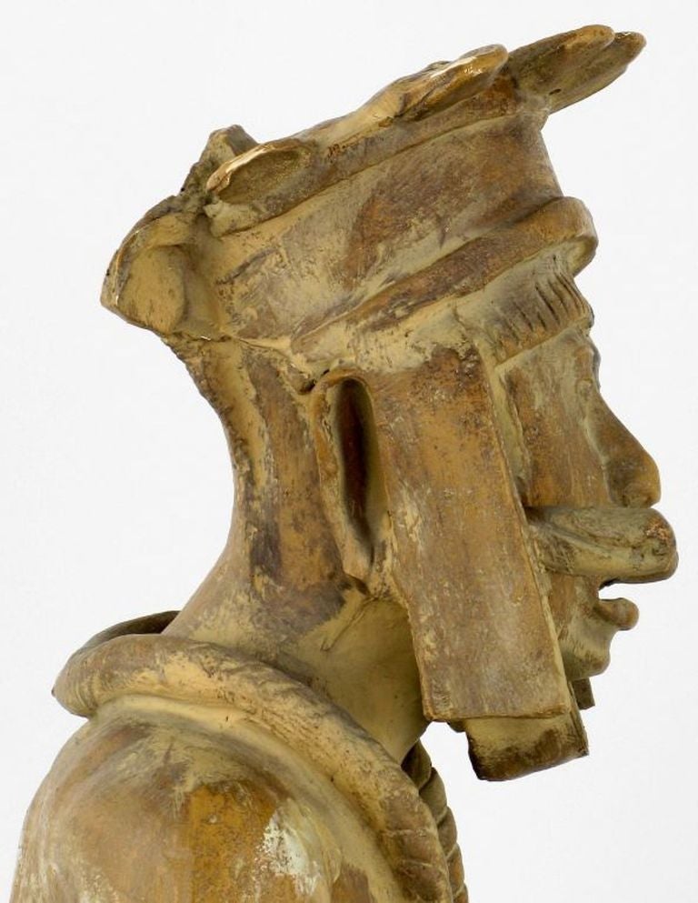 Mid-20th Century Mayan Figural Sculpture In Glazed Terra Cotta