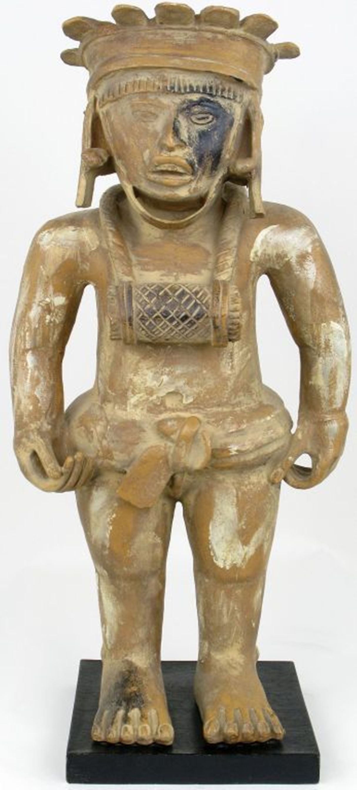 Mayan Figural Sculpture In Glazed Terra Cotta