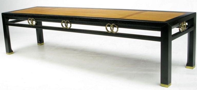 20th Century Michael Taylor Ebonized and Bleached Walnut Coffee Table for Baker For Sale