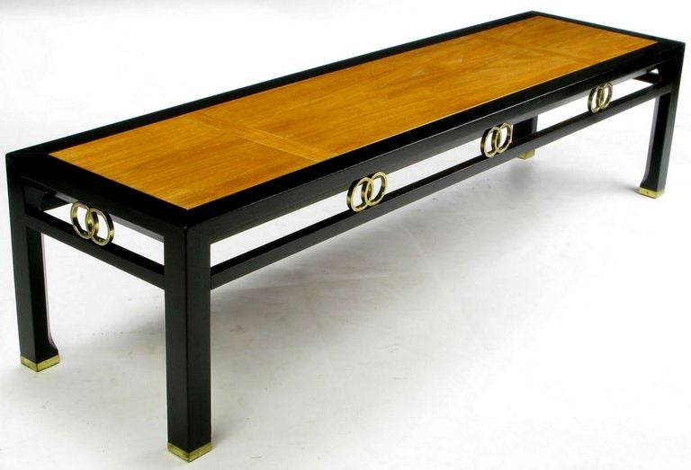 American Michael Taylor Ebonized and Bleached Walnut Coffee Table for Baker For Sale
