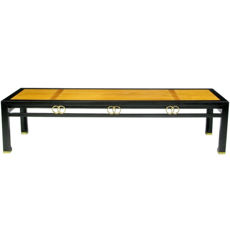 Michael Taylor Ebonized and Bleached Walnut Coffee Table for Baker For Sale 2