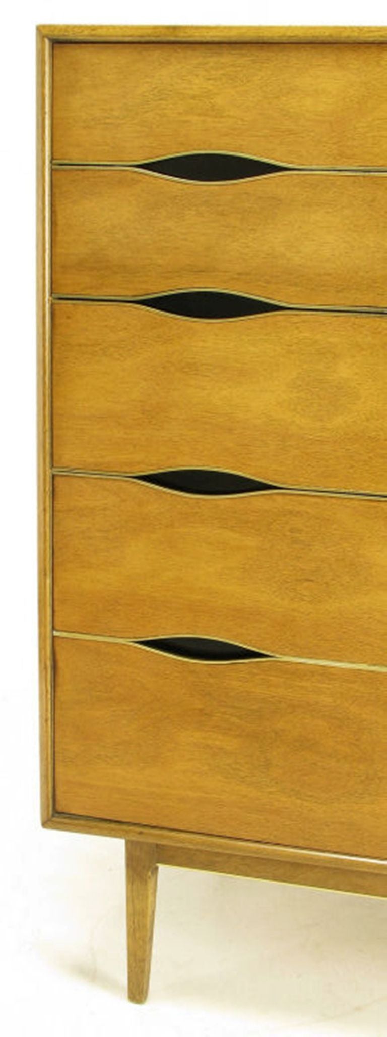 Vignola Furniture Bleached Walnut and Brass Five-Drawer Tall Chest For Sale 1