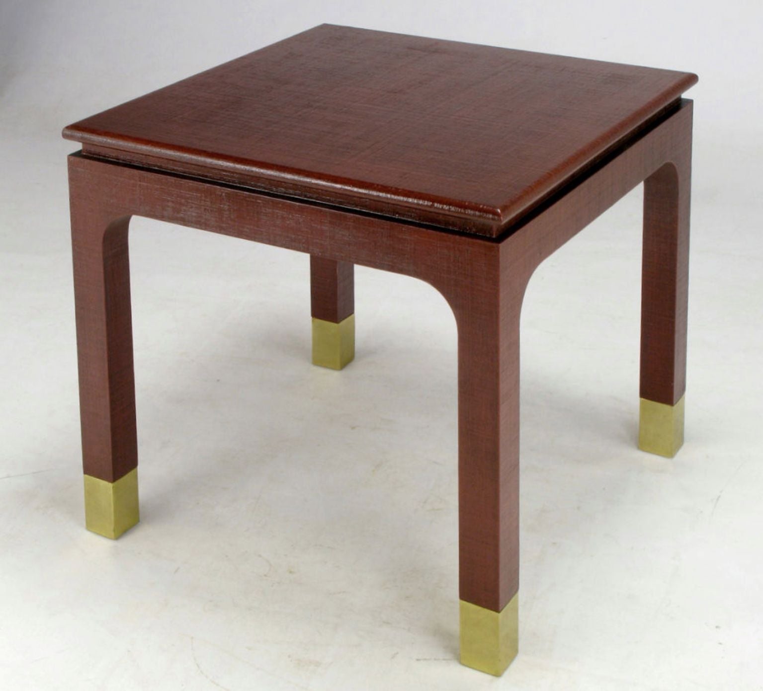 Harrison-Van Horn Oxblood Lacquered Linen & Brass Game Table