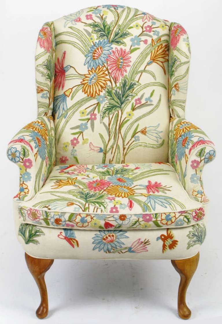 floral embroidered chair