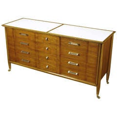 Landstrom Furniture Walnut and Vitrolite Long Dresser