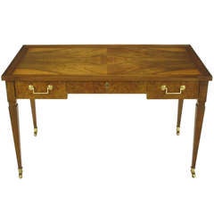 Exquisite Baker Figured & Bookmatched Walnut Empire Style Writing Table