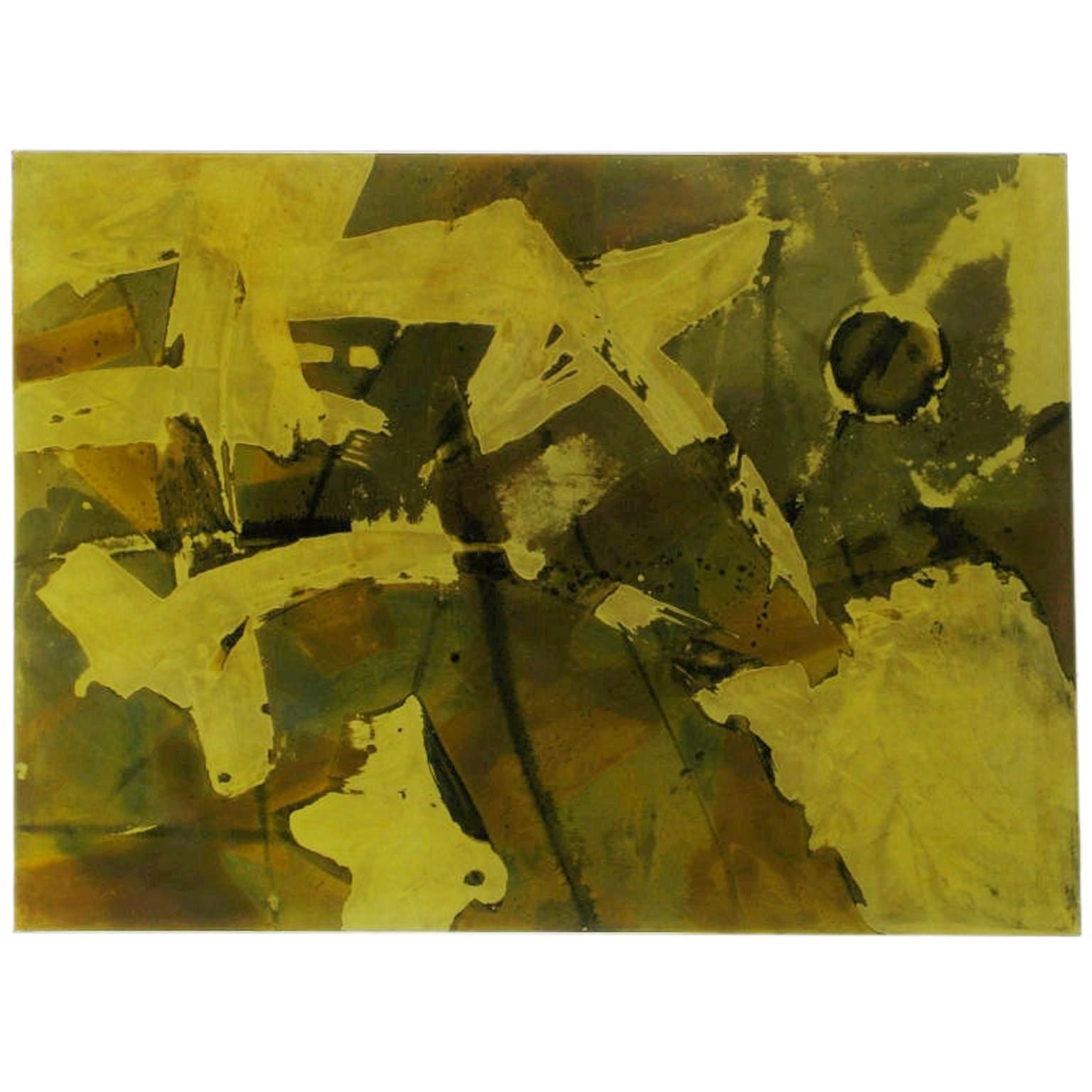 Silvio Giovenetti Abstract Acid-Etched Metal Painting For Sale