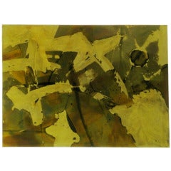 Vintage Silvio Giovenetti Abstract Acid-Etched Metal Painting