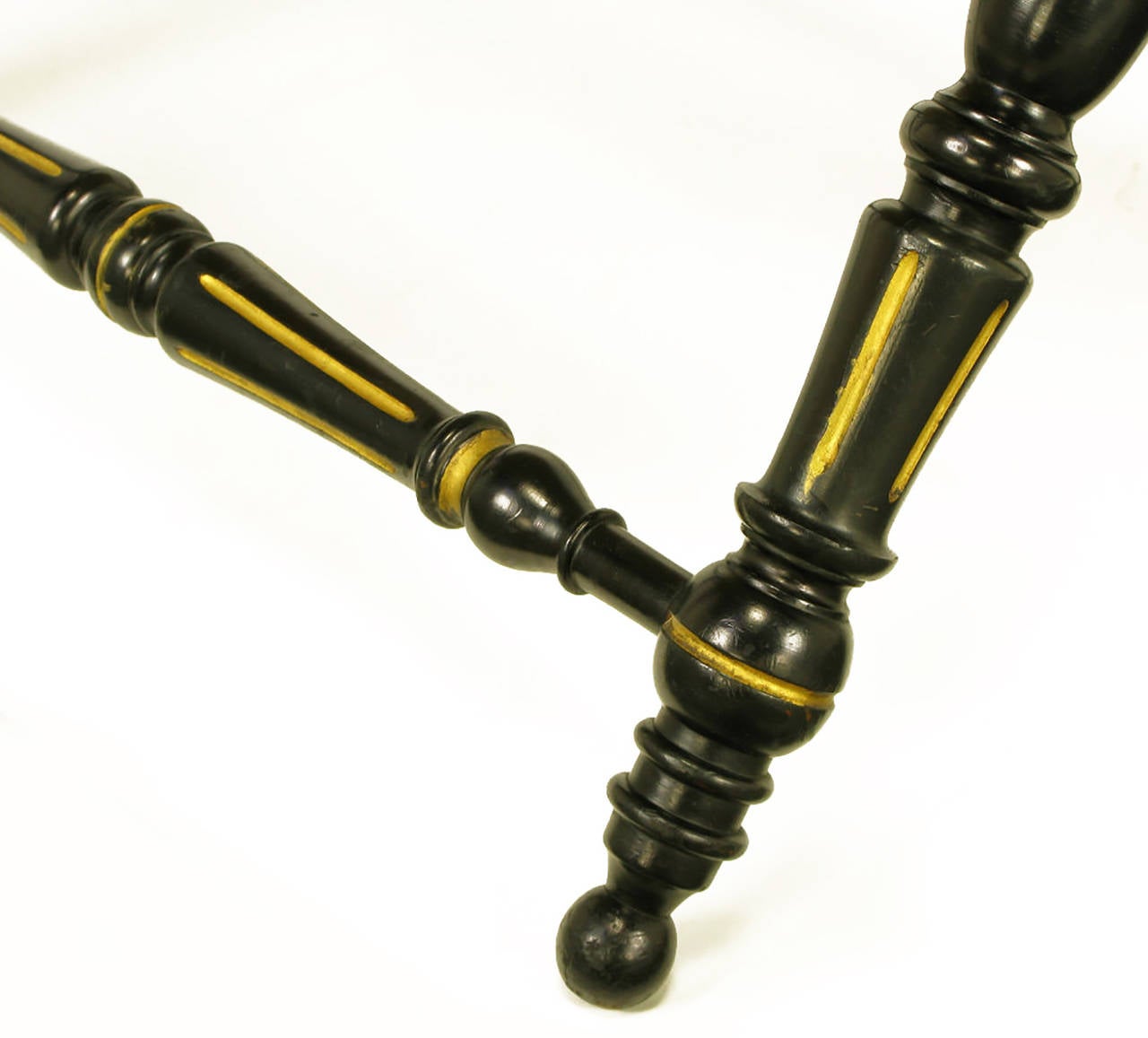 English Style Black Lacquer and Parcel-Gilt Folding Campaign Chair 3