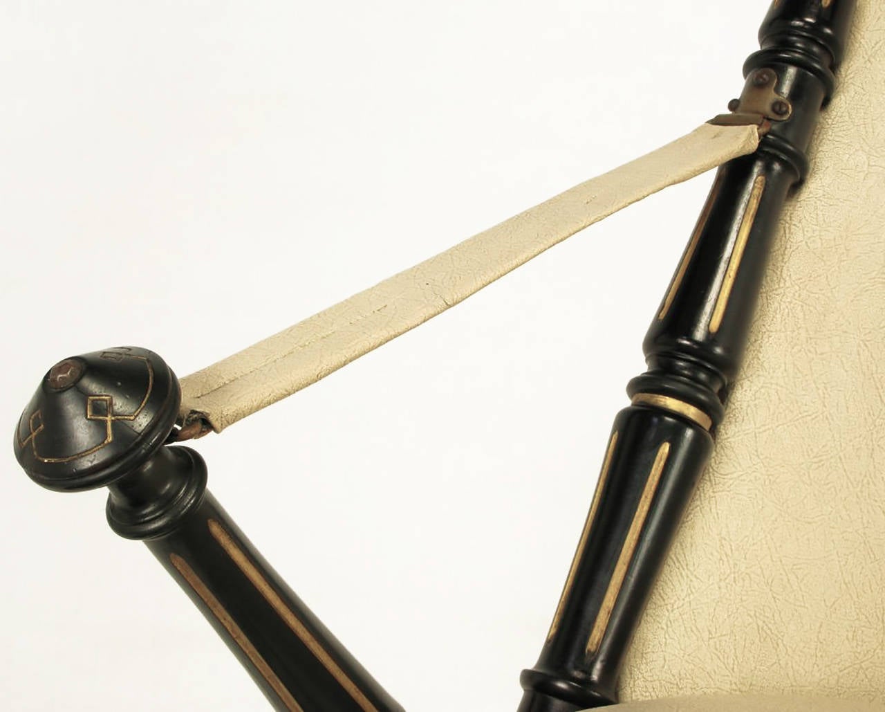 English Style Black Lacquer and Parcel-Gilt Folding Campaign Chair 2
