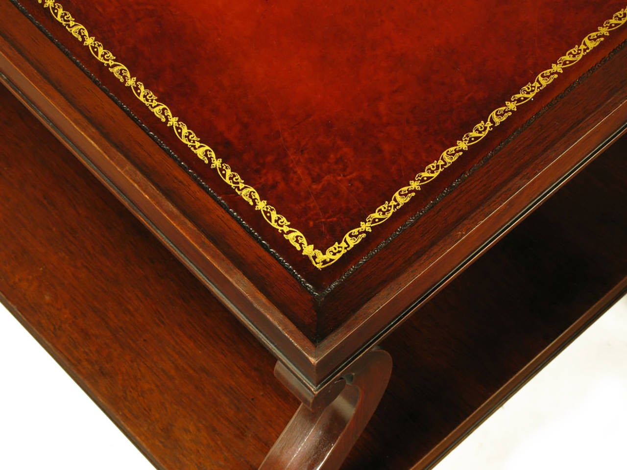 Pair of Weiman Leather and Scrolled Mahogany End Tables 2