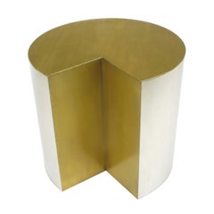 Unusual Chrome Cylinder Table with Bronze Top and Open Wedge