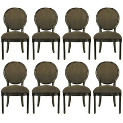 Ocho raras sillas de comedor Jay Spectre lacadas en negro