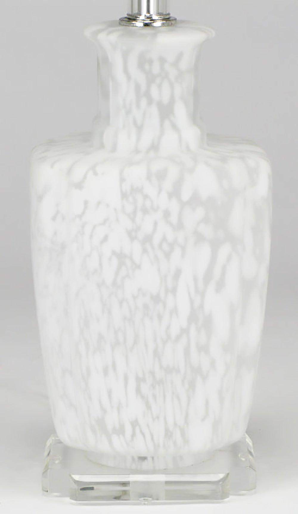 Pair of Handblown White and Clear Murano Glass Table Lamps In Good Condition In Chicago, IL