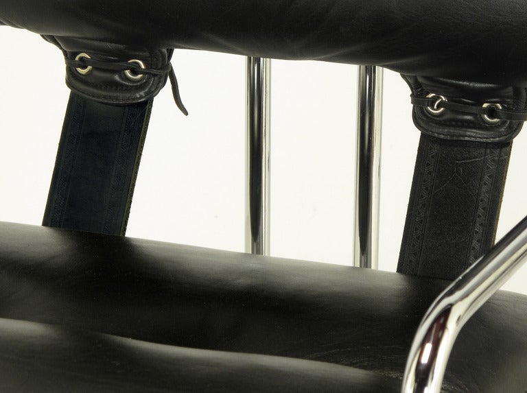 Guido Faleschini for Pace Black Leather & Chrome Dining Chairs 5