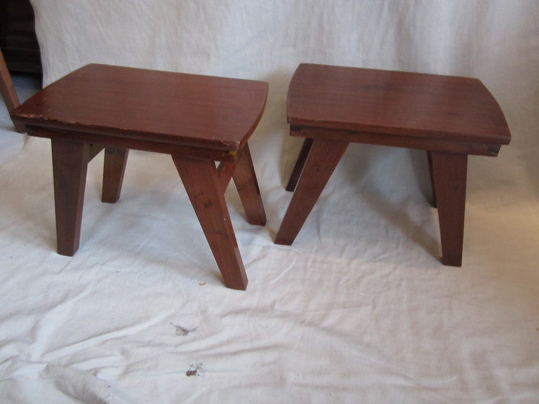 Pair of Pierre Jeanneret Stools/Tables