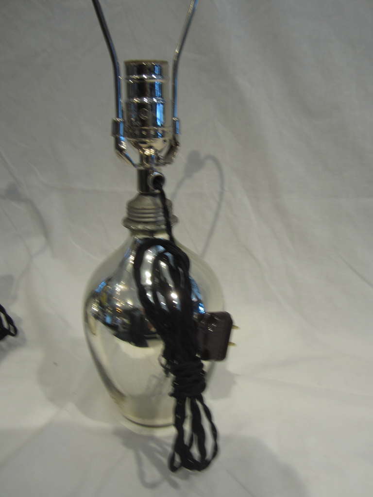 20th Century Pair of Mercury Glass Lamps