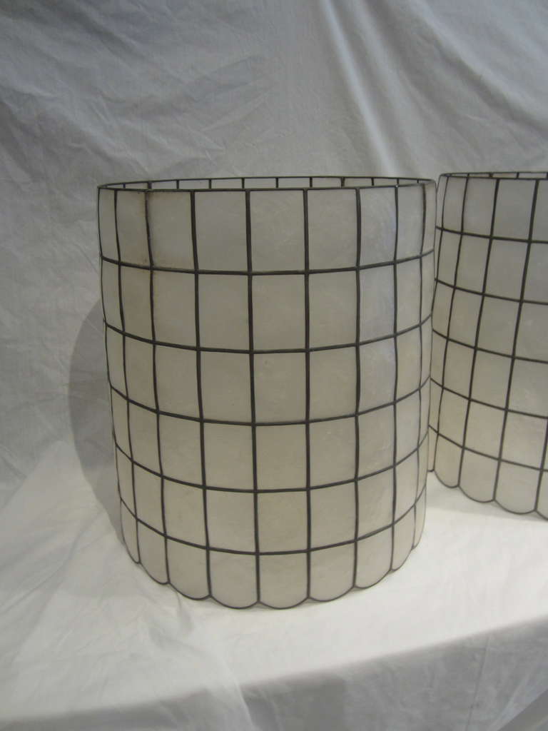 Pair of Capiz Lampshades In Excellent Condition In East Hampton, NY