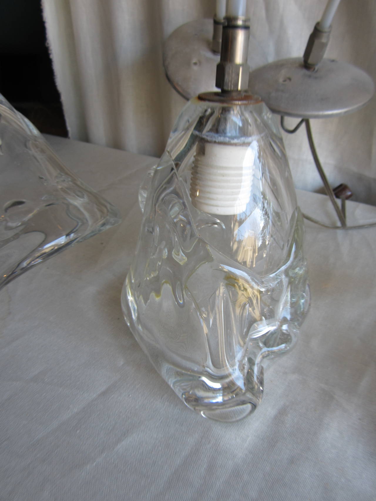 Four Handblown Glass Hanging Fixtures In Excellent Condition In East Hampton, NY