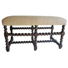 19th Century Turned Wood Bench