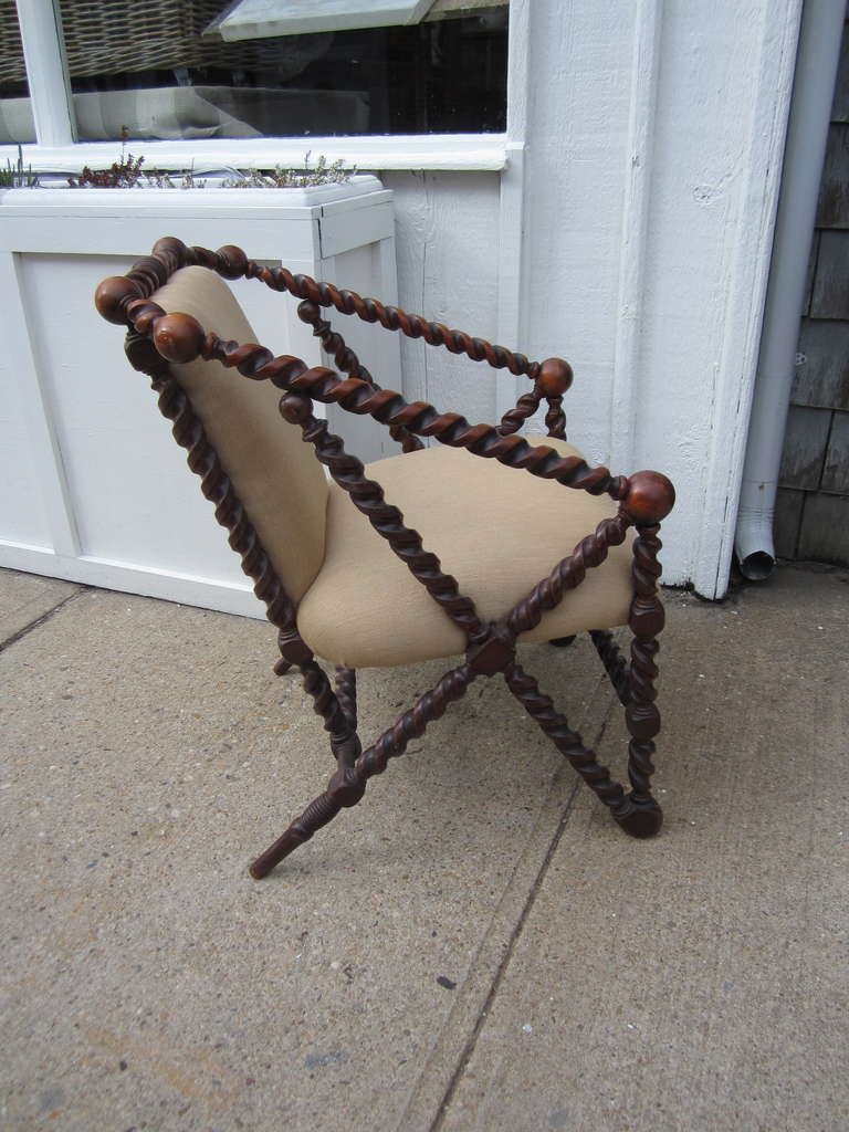 Hunzinger Barley Twist Armchair In Excellent Condition In East Hampton, NY