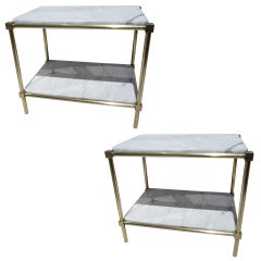 Pair of Modern Brass and Marble Tables