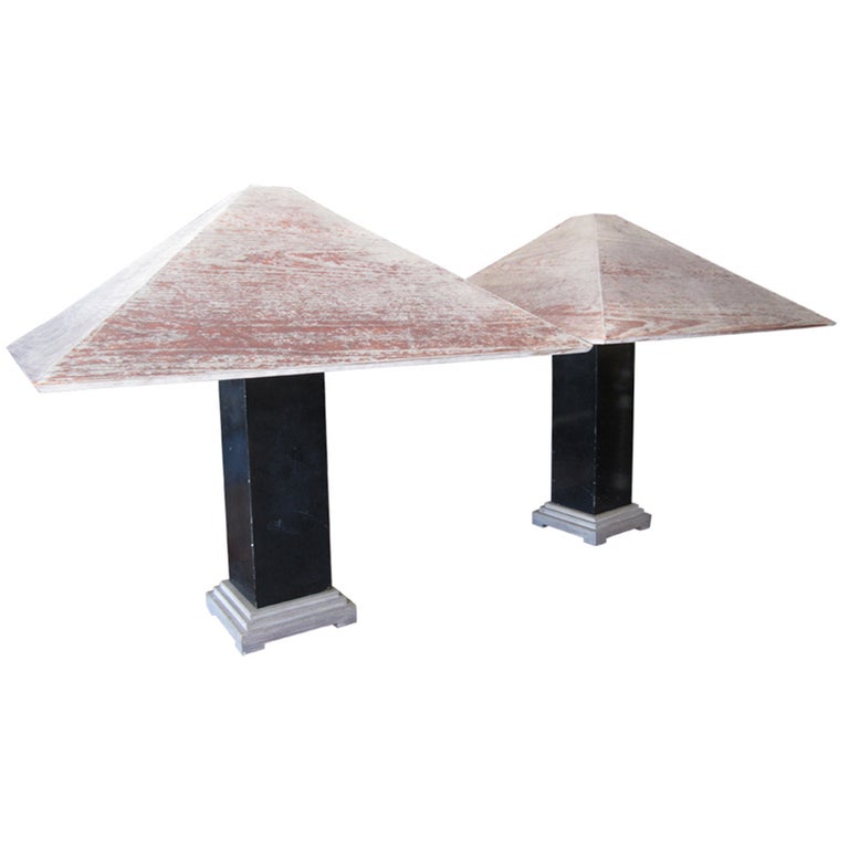 Pair of Architectural Ceruse Lamps For Sale