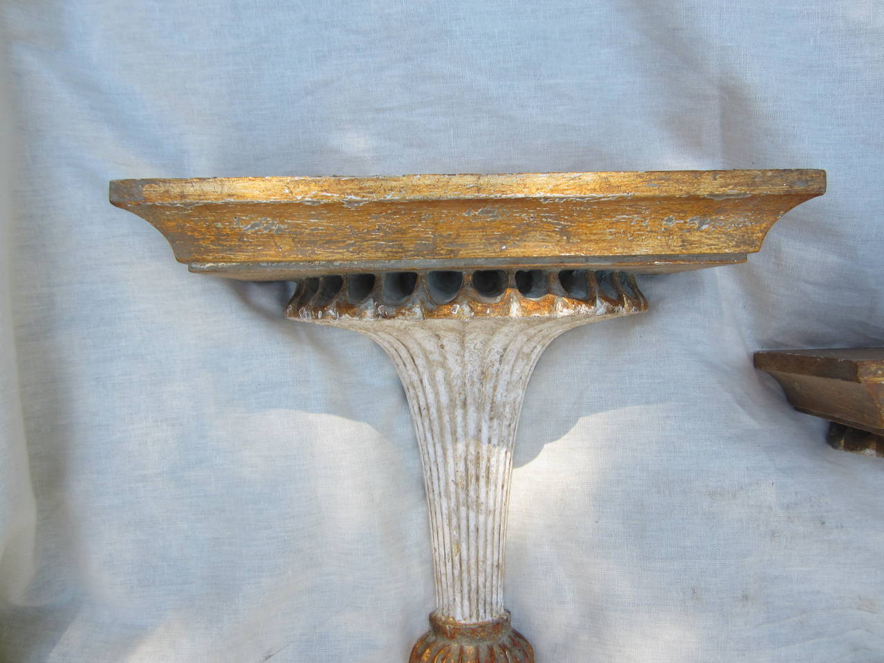 Italian Pair of Painted and Gilt Wall Brackets