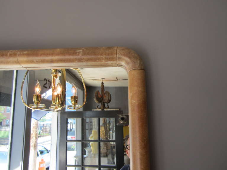 Modern Parchment Framed Mirror In Excellent Condition In East Hampton, NY